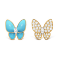 18K Two Butterfly Turquoise Earrings