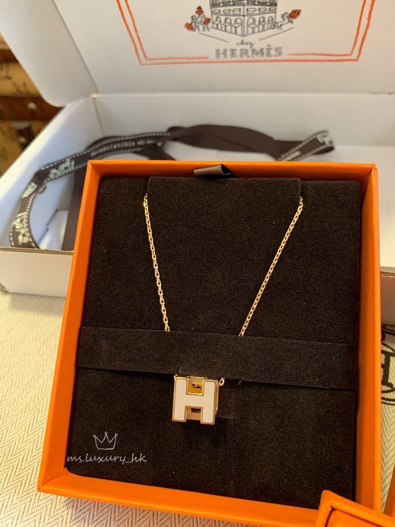 18K Cage D'H Hermes Grey Necklace