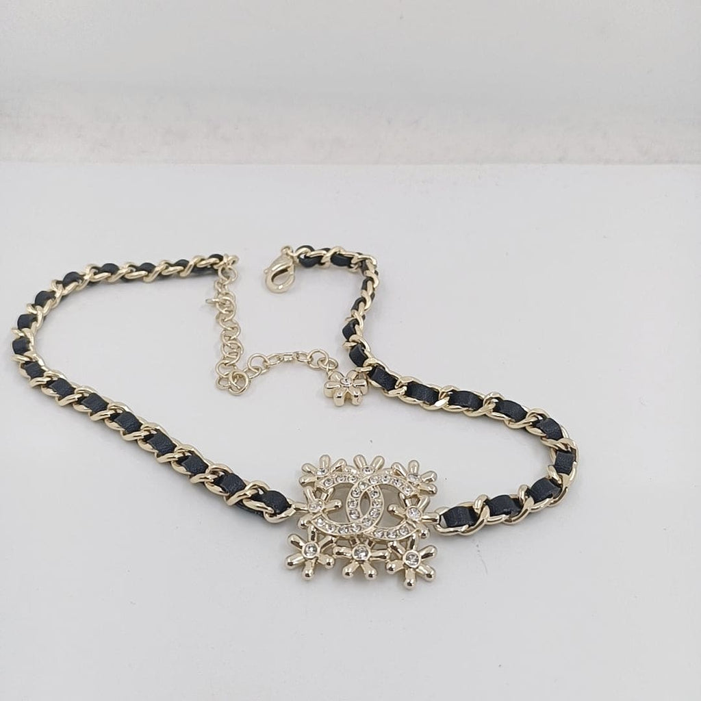 18K  Chanel Lambskin Choker Necklace