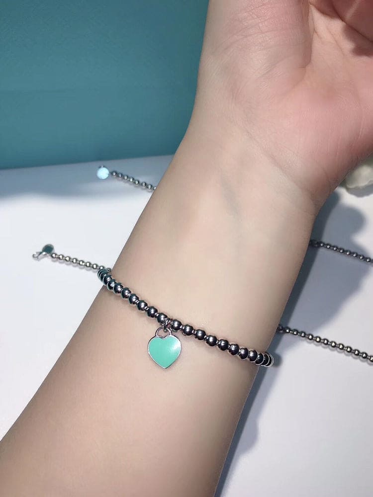 18K Return to Tiffany Blue Heart Tag Bead Bracelet