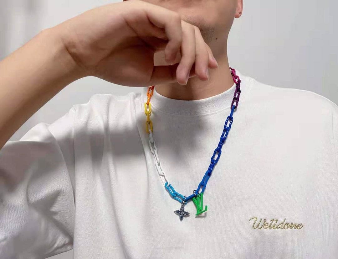 18K Louis Vuitton Rainbow Ceramic Chain Necklace