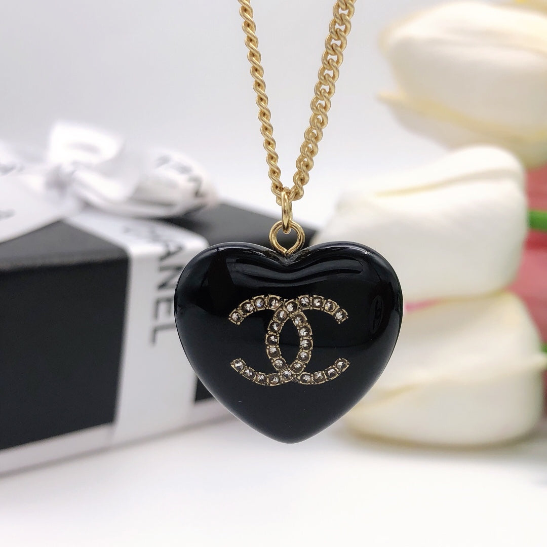 18K  Chanel Black Heart Necklace