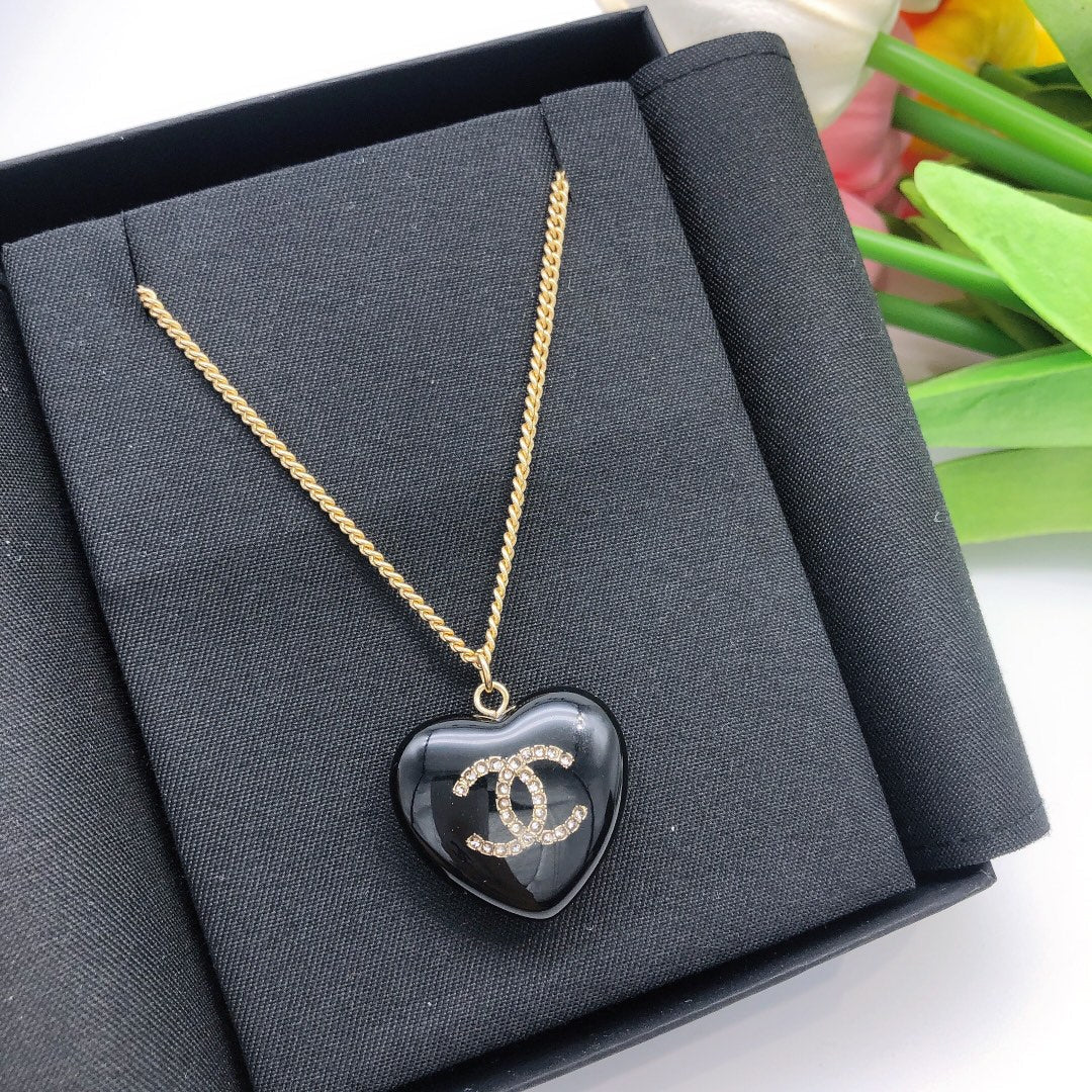 18K  Chanel Black Heart Necklace