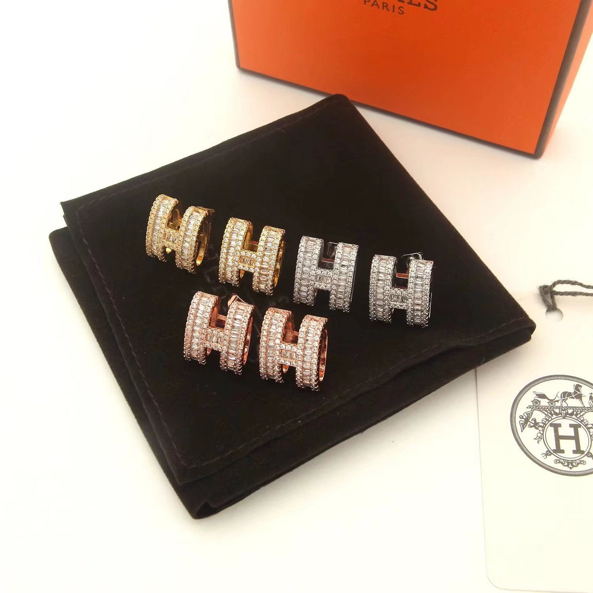 18K Pop Hermes Diamonds Earrings