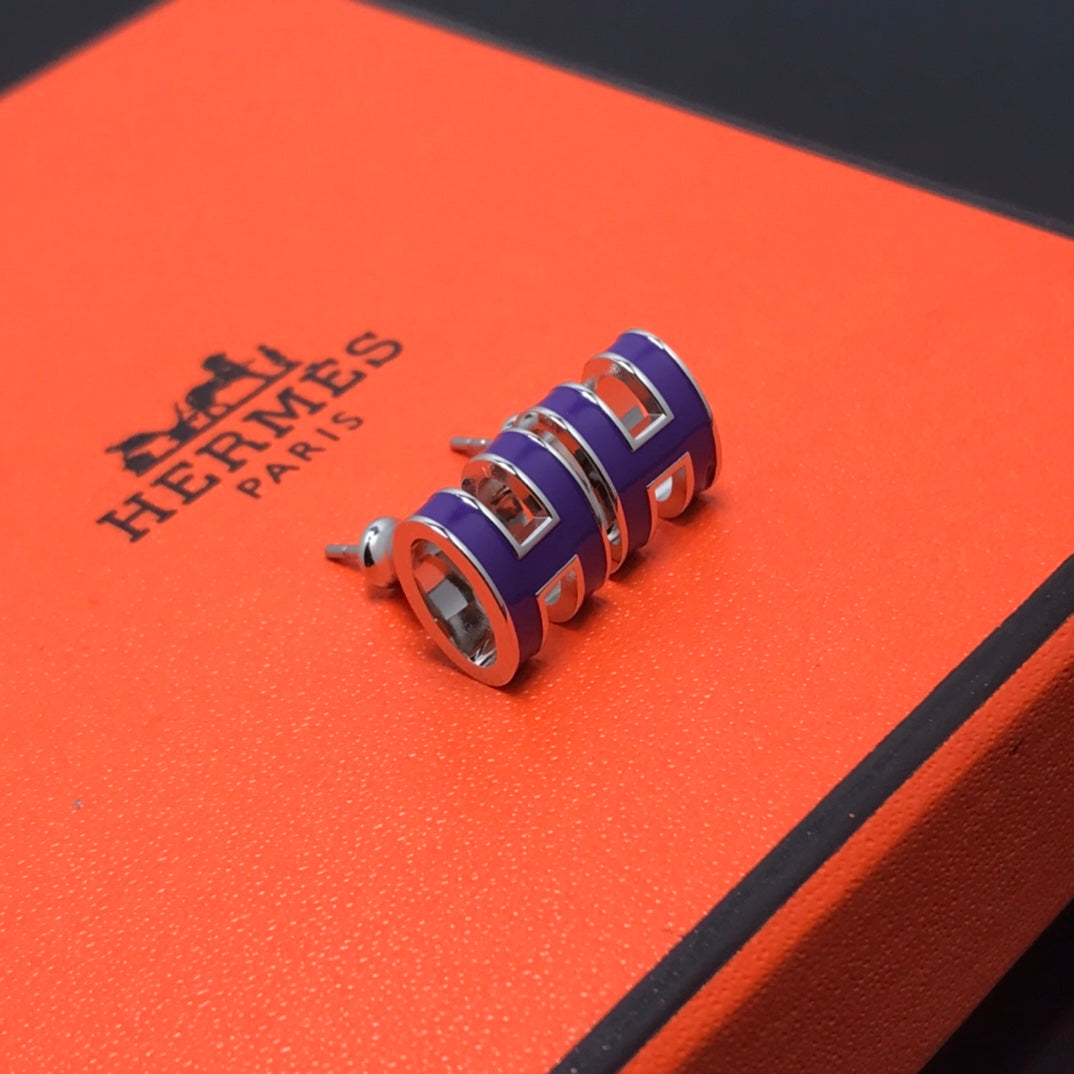 18K Mini Pop Hermes Purple Earrings