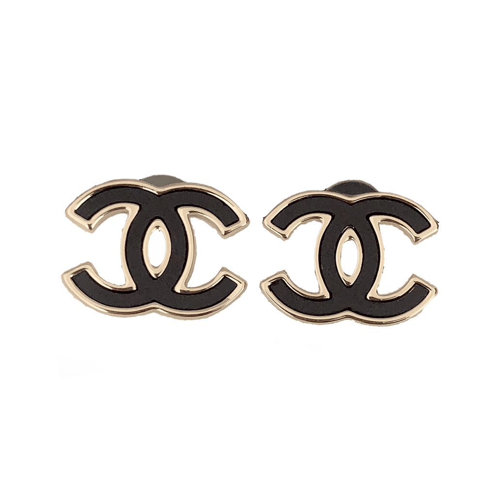 18K  Chanel Black Earrings