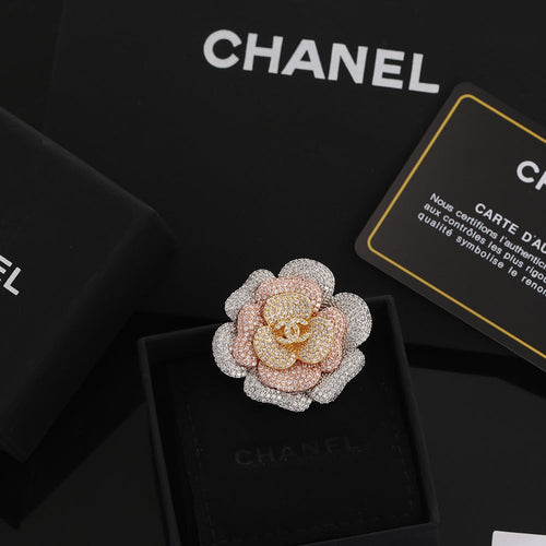 18K  Chanel Camellia Pink Diamonds Brooch