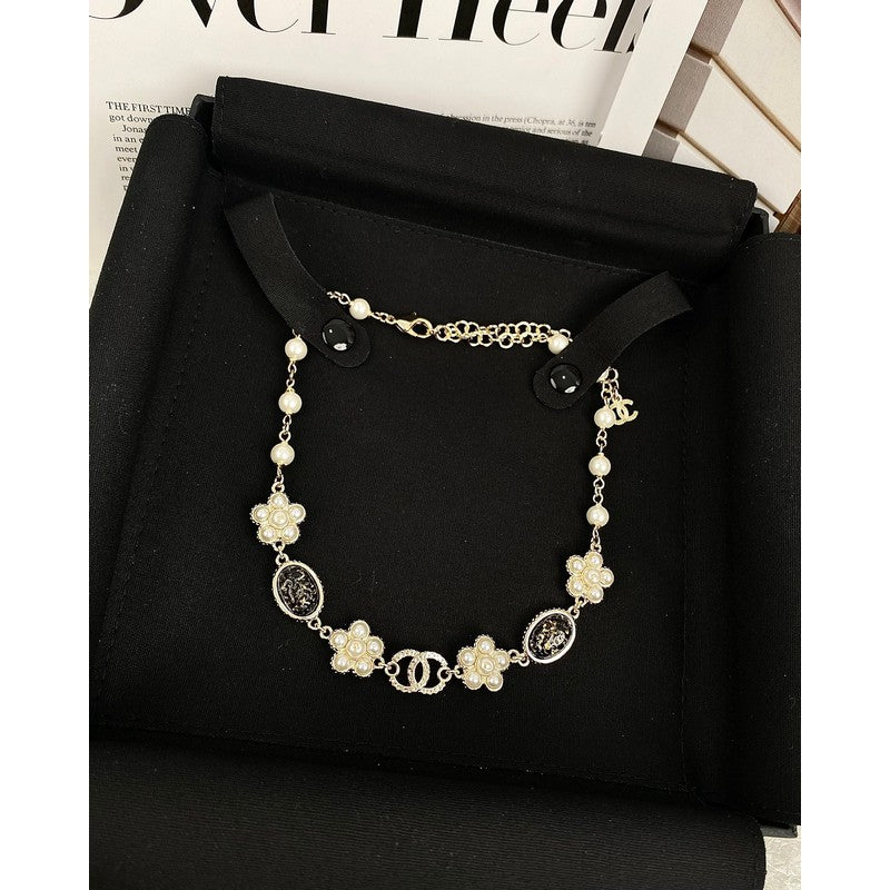 18K  Chanel Black & Orange Crystal Choker Necklace