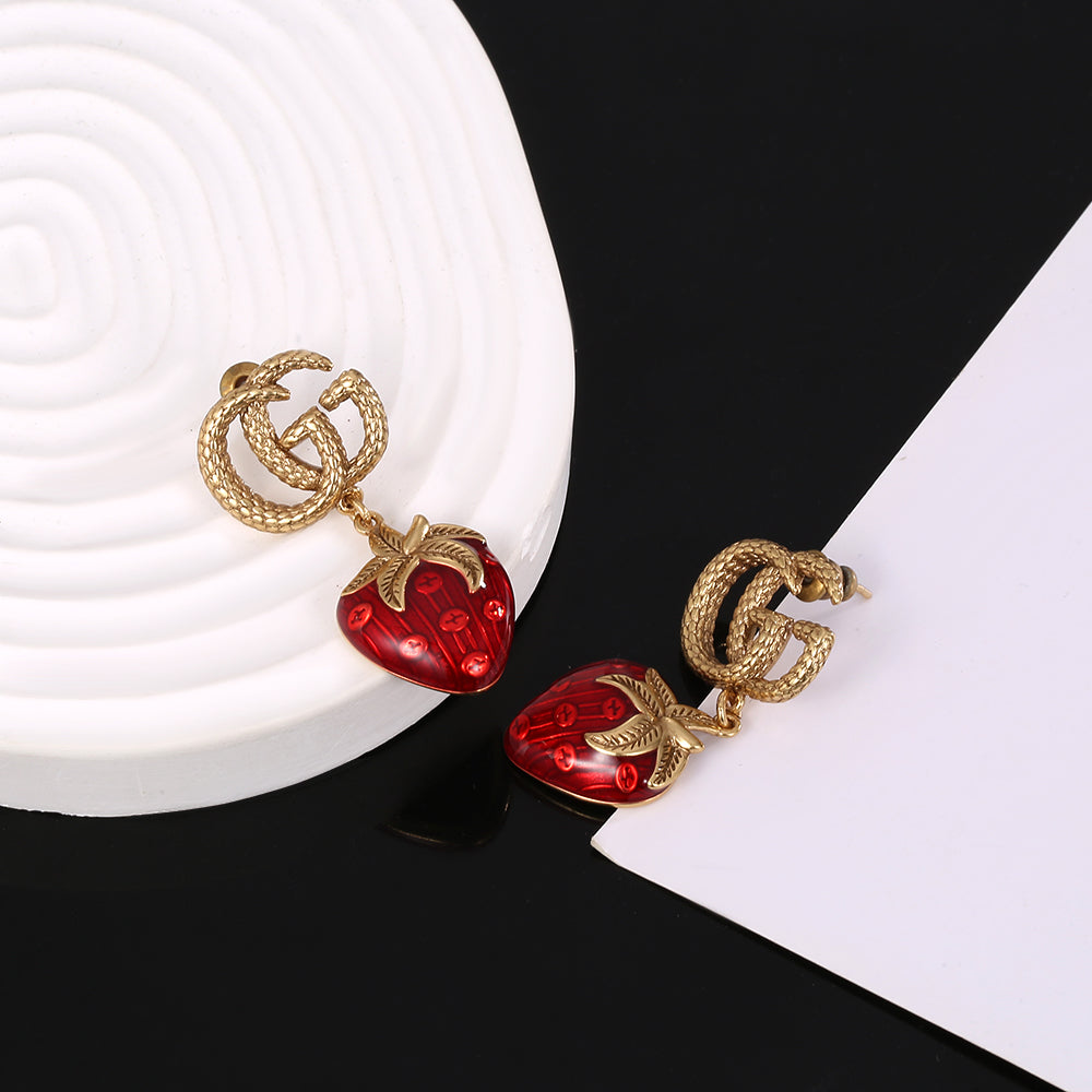 18K Double Gucci Strawberry Earrings