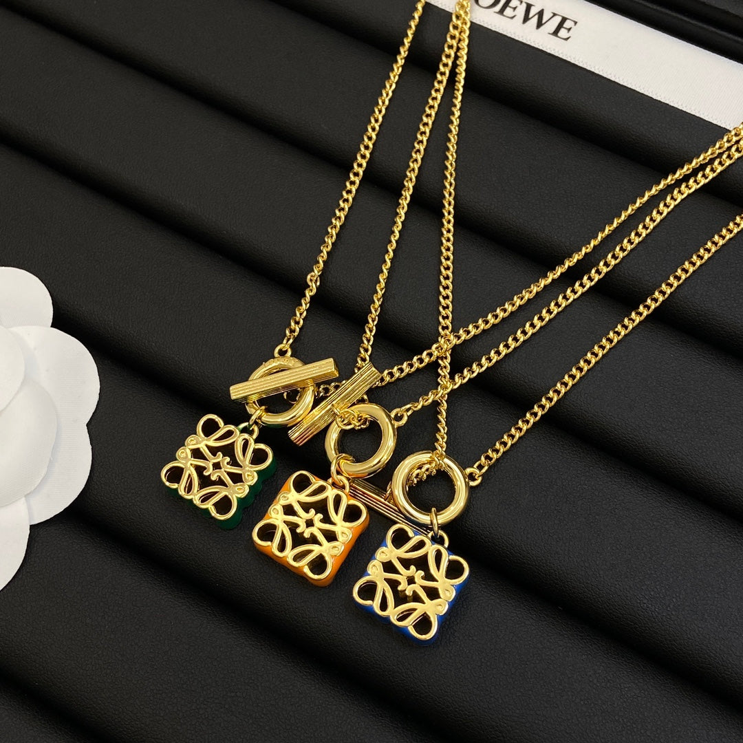 18K LOEWE Anagram Pendant Necklace
