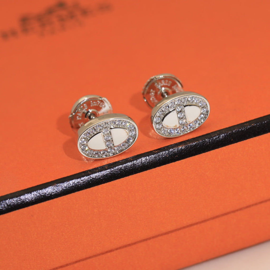 18K Mini Farandole Diamond Hermes Earrings