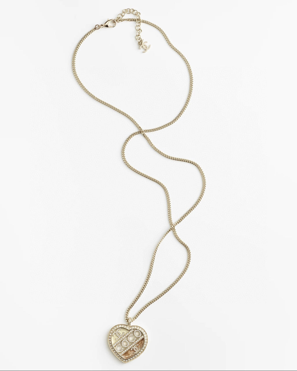 18K  Chanel Heart Diamond Chain Necklace