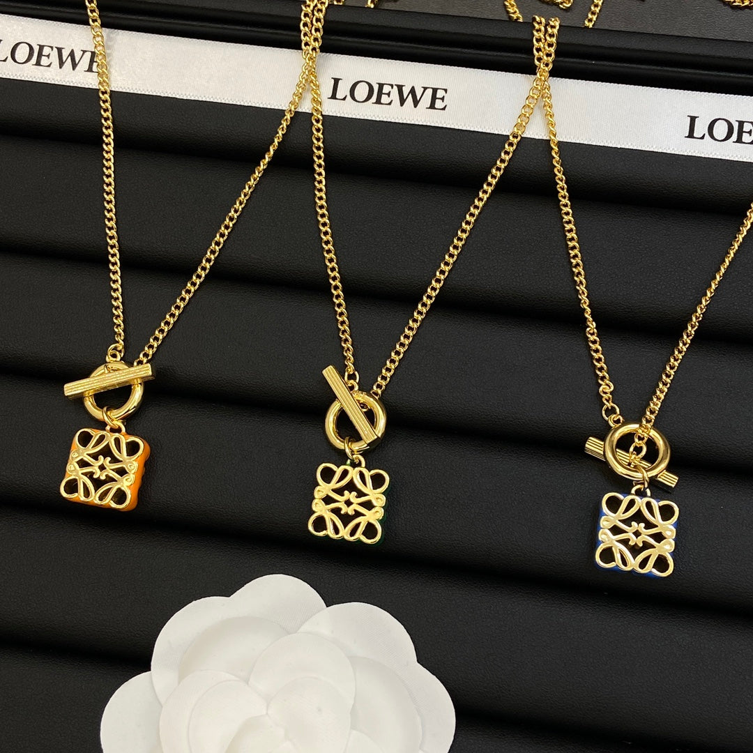 18K LOEWE Anagram Pendant Necklace