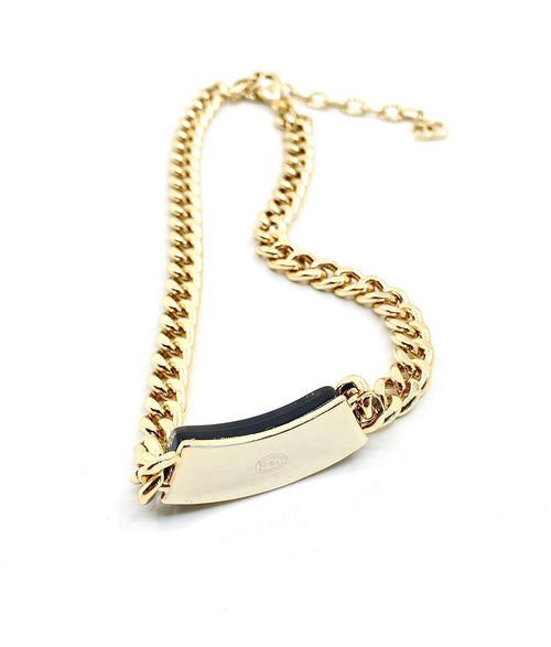 18K  Chanel Black Logo Chain Necklace