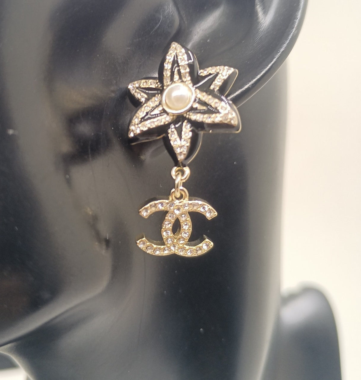 18K  Chanel Camellia Pendant Earrings