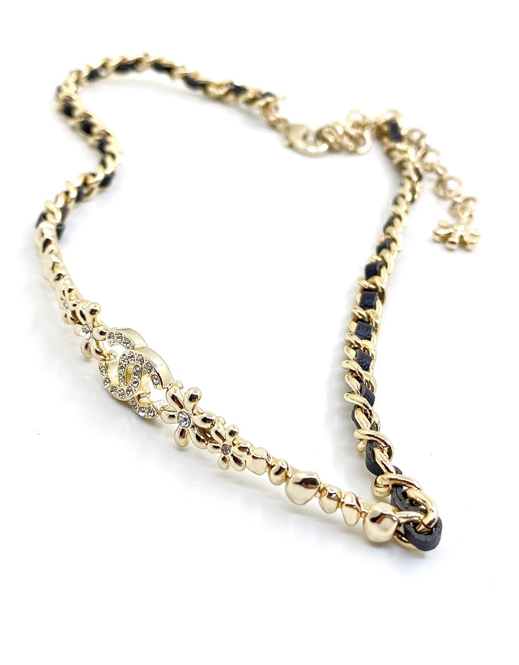 18K  Chanel Leather Choker Necklace