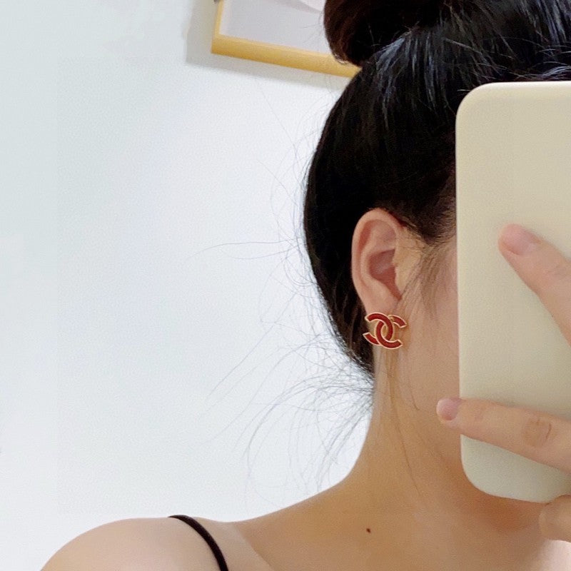 18K  Chanel Red Earrings