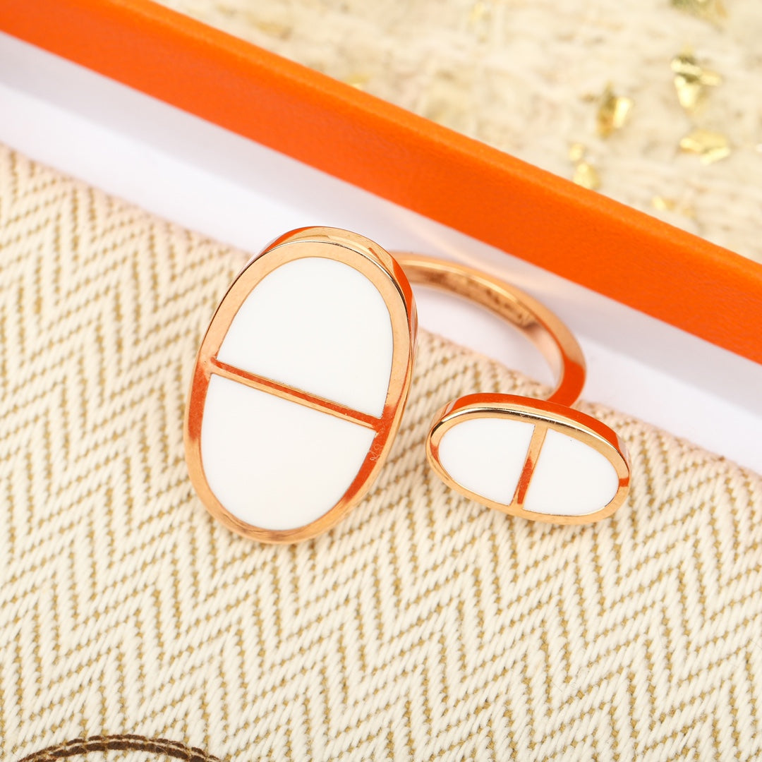 18K Chaine D'ancre Verso Large Hermes Ring
