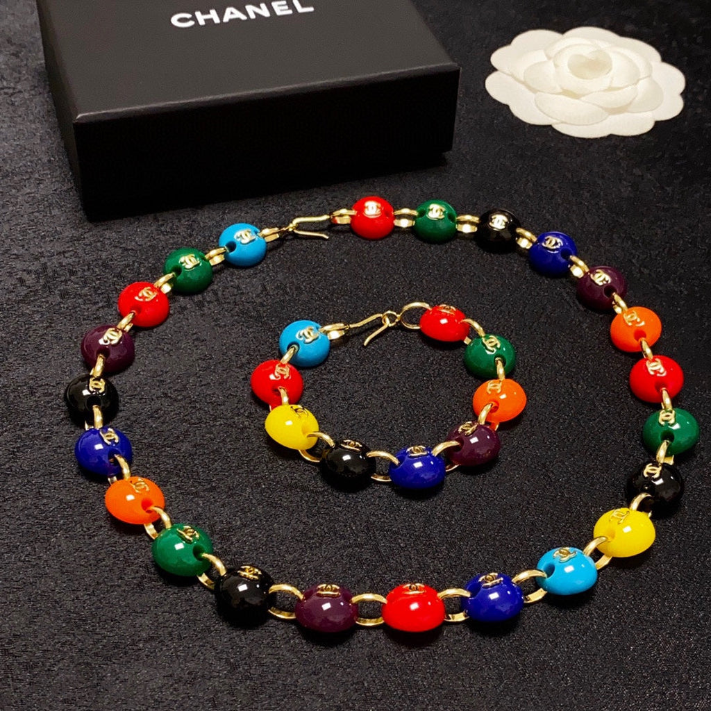 18K  Chanel Color Beads Necklace