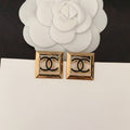 18K  Chanel Square Hollow Earrings