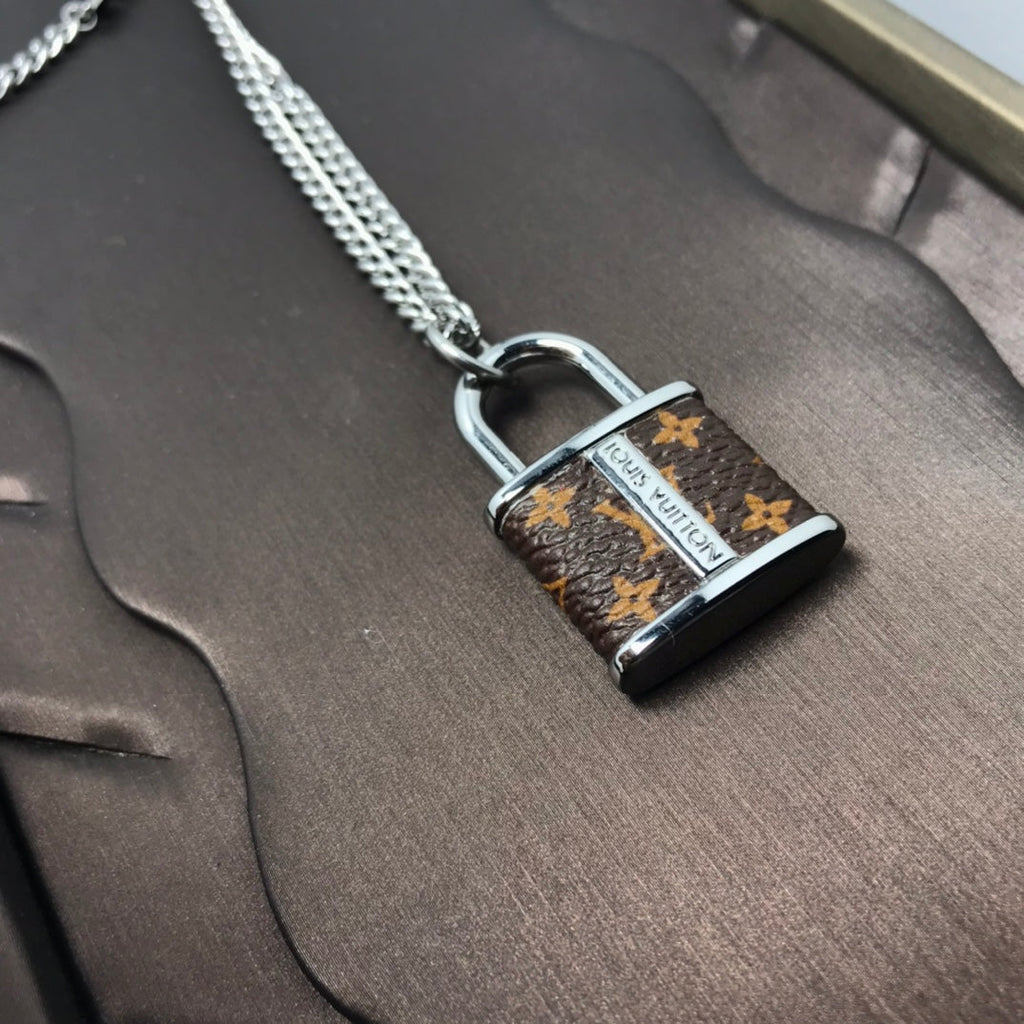 18K Louis Vuitton Monogram Lock Pendant Necklace