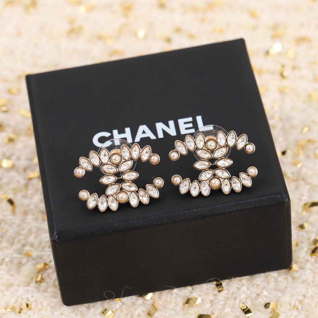 18K  Chanel Crystal Earrings