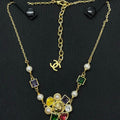 18K  Chanel Color Crystal Gold Necklace