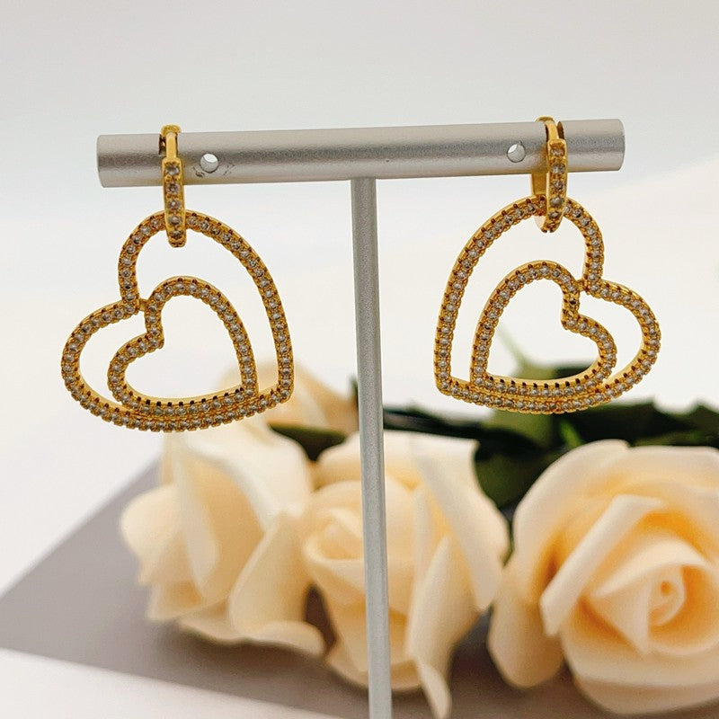 18K Tiffany Heart Diamond Earrings
