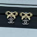 18K  Chanel Bow Tie Gold Earrings