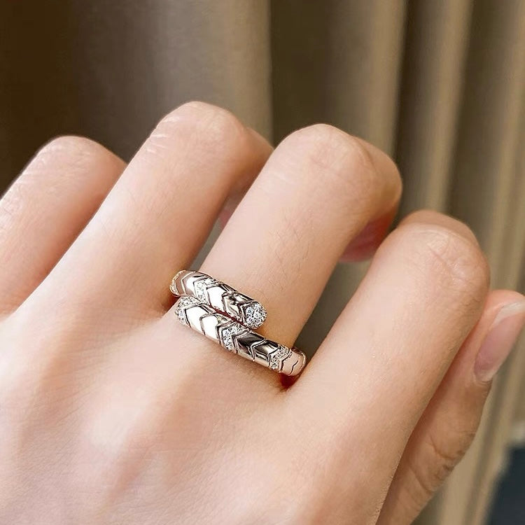 18K BVLGARI Serpenti Viper Pave Diamond Ring