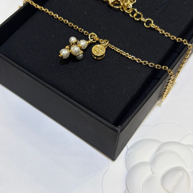18K  Chanel 26P Grape Pearl Gold Necklace