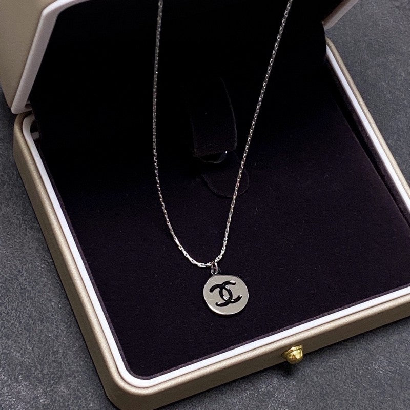 18K  Chanel Round Logo Necklace