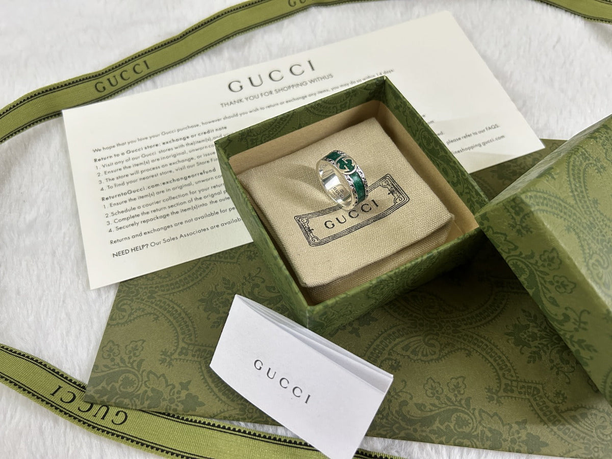 Double Gucci Interlocking Gucci Turquoise Enamel Ring