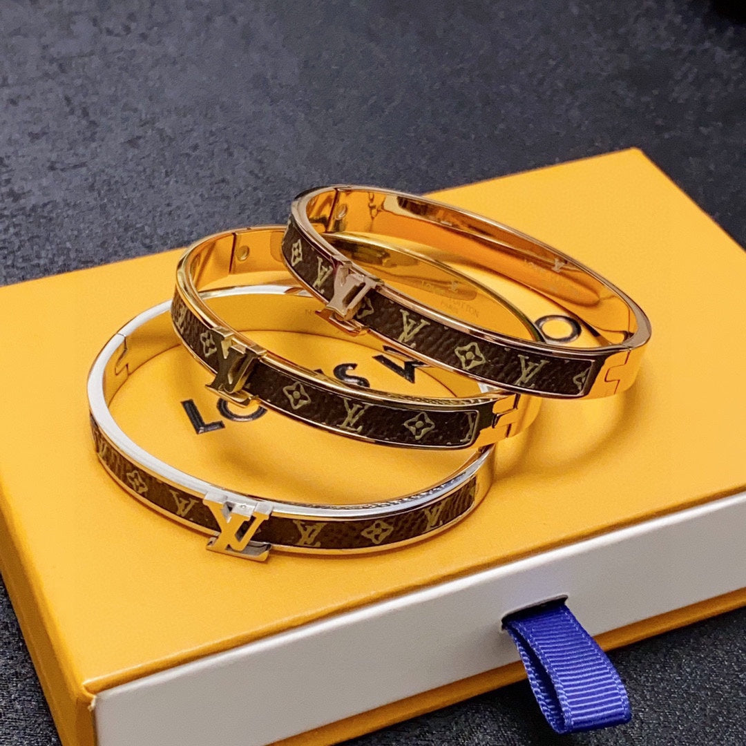 18K Louis Vuitton Leather Vintage Bracelet