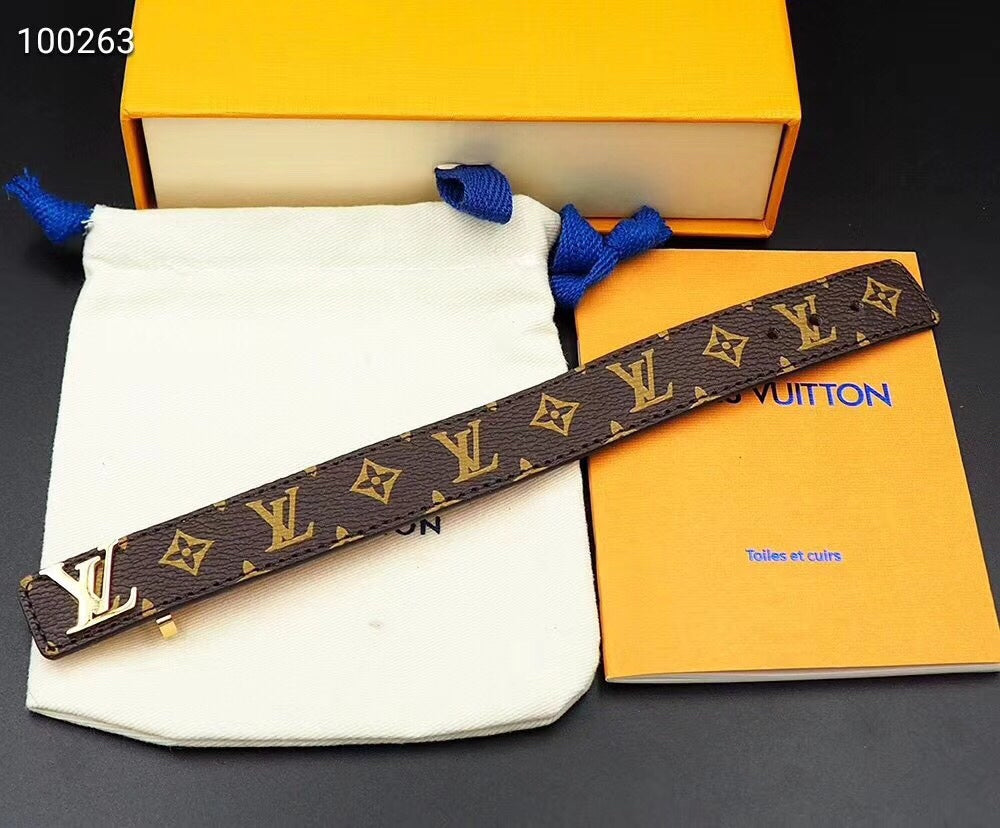 18K Louis Vuitton Leather Bracelet