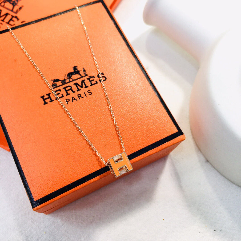 18K Cage D'H White Hermes Necklace