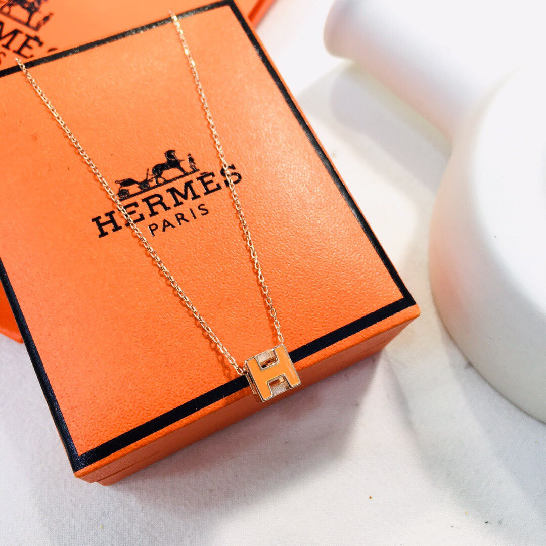 18K Cage D'H White Hermes Necklace