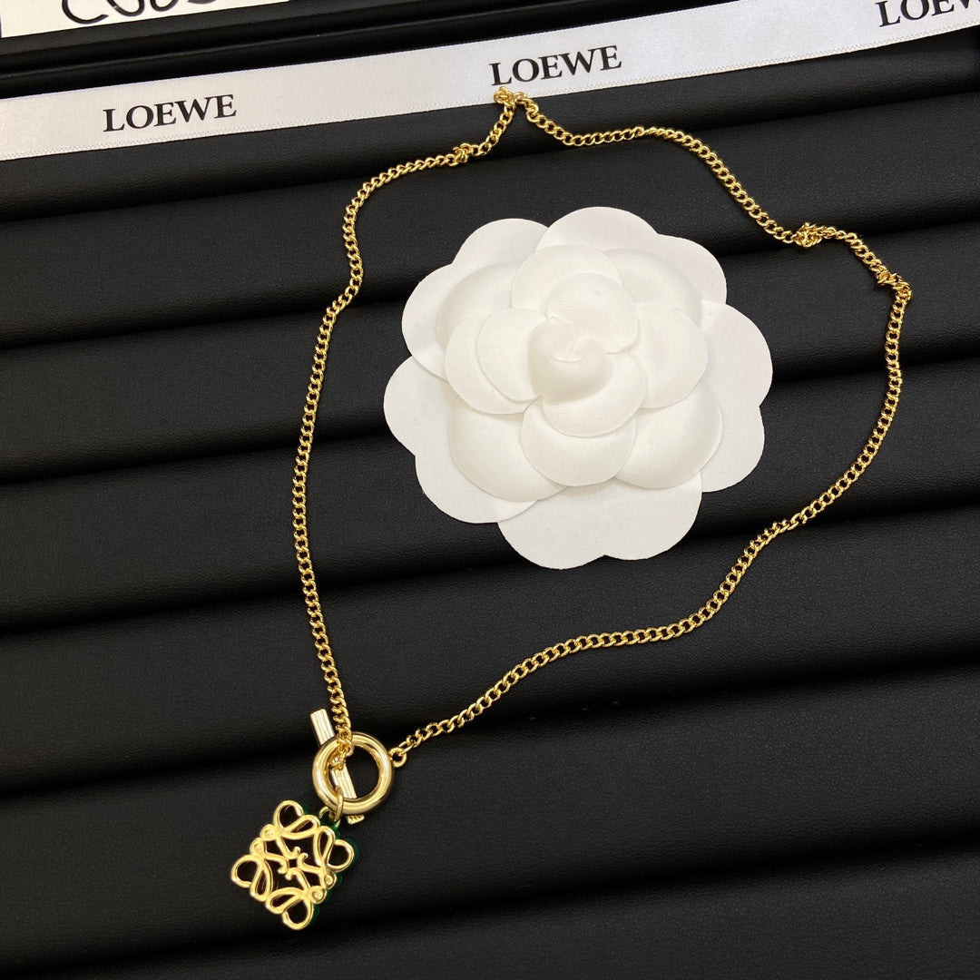18K LOEWE Anagram Pendant Necklace
