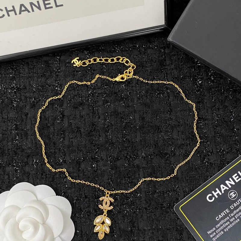 18K  Chanel Flower Crystal Necklace