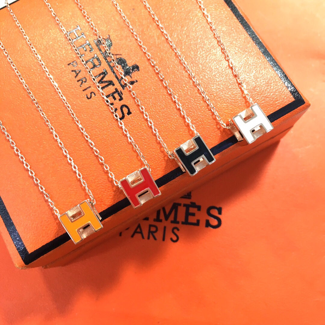 18K Cage D'H White Hermes Necklace