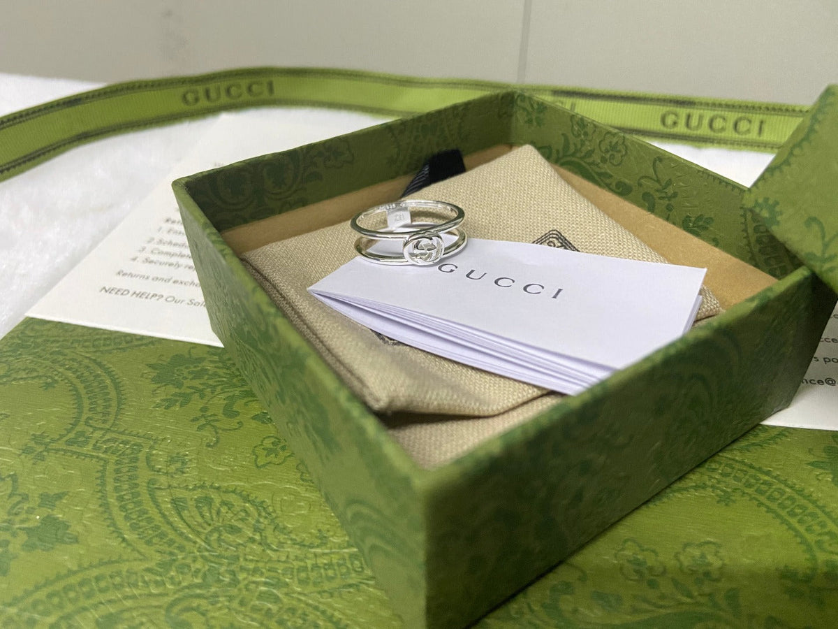 Double Gucci Interlocking Gucci Thin Open Ring