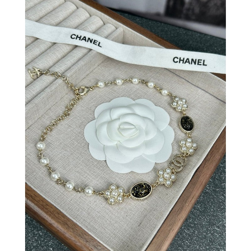 18K  Chanel Black & Orange Crystal Choker Necklace