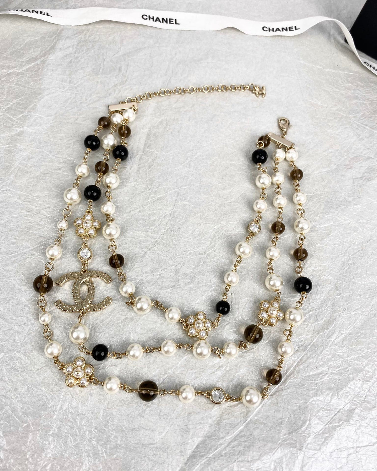 18K  Chanel 24B Long Pearls Necklace