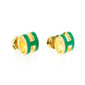 18k Mini Pop Hermes Green Earrings