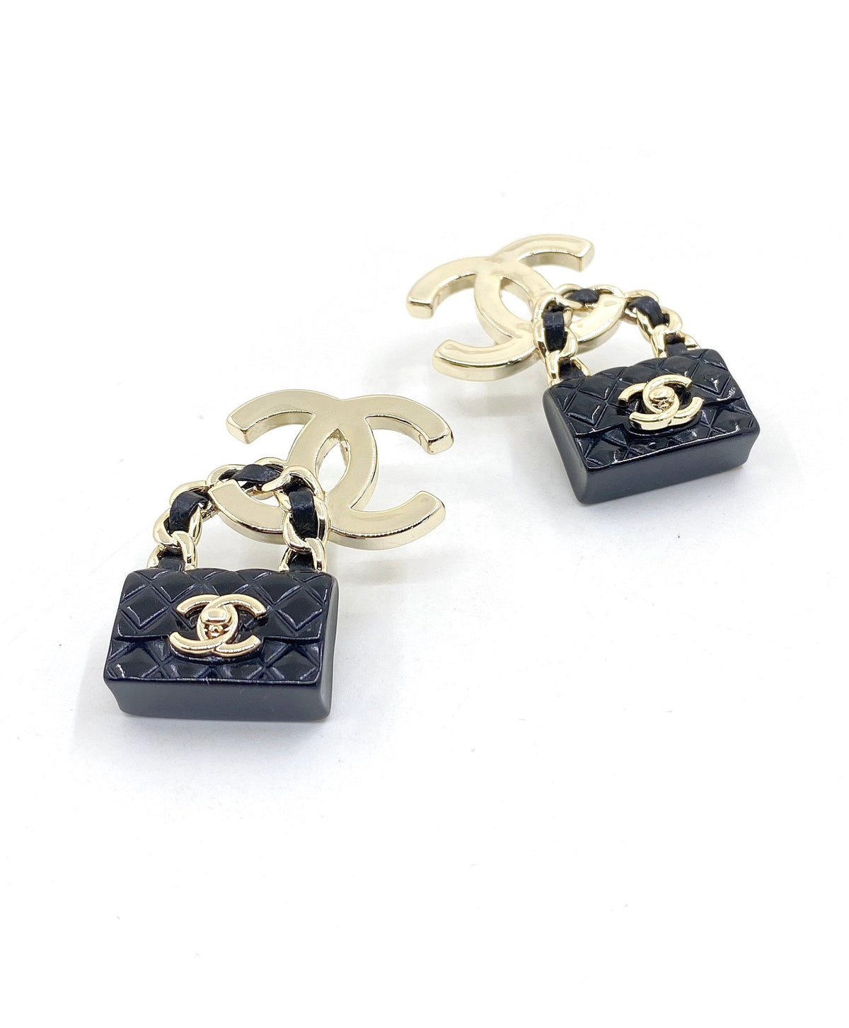 18K  Chanel Bag Drop Earrings