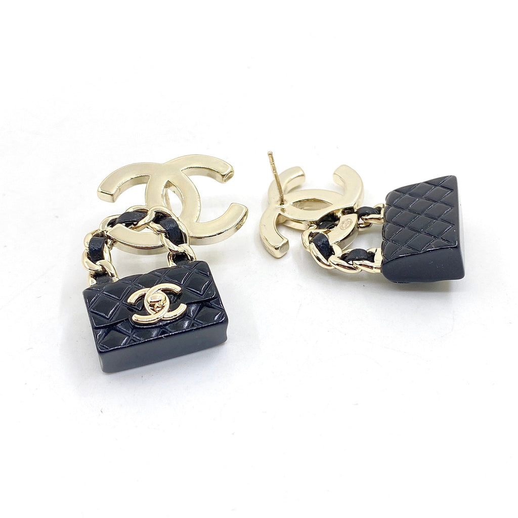 18K  Chanel Bag Drop Earrings